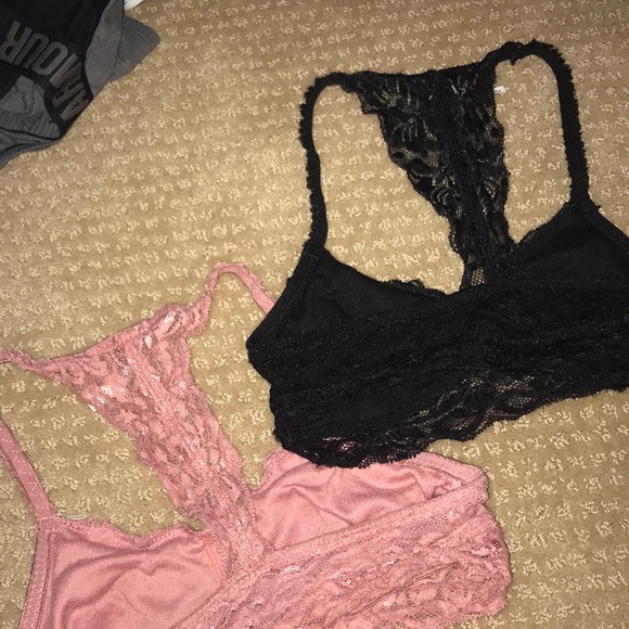 Charlotte russe black and pink racerback bralettes - Picture 2 of 2